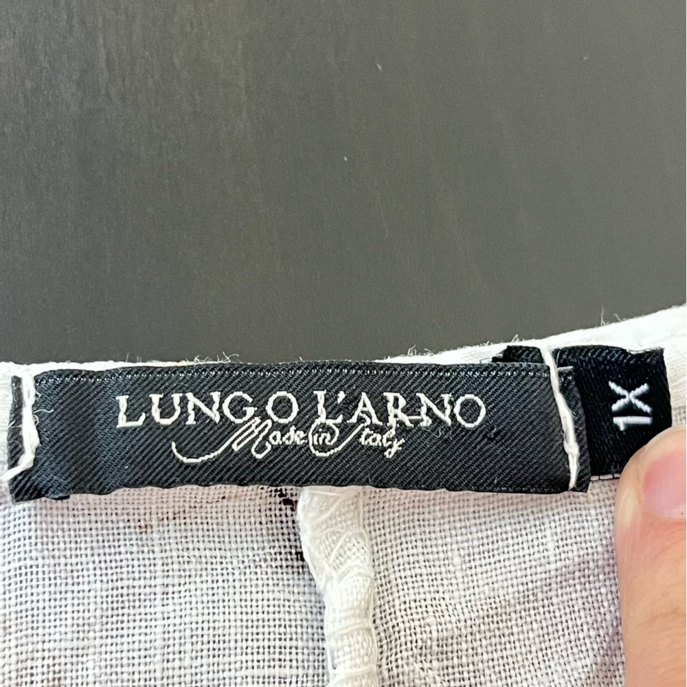 Lungo L’Arno Floral Linen Roll Tab Sleeves Top - Size 1X - Picture 7 of 12